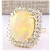 Image 2 : 18.25 CTW Natural Opal And Diamond Ring In 14k Yellow Gold