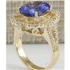 Image 3 : 6.47 CTW Natural Blue Tanzanite And Diamond Ring In 14K Yellow Gold