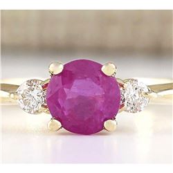 1.40 CTW Natural Pink Sapphire And Diamond Ring In 18K Yellow Gold