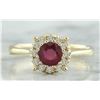 Image 1 : 0.72 CTW Ruby 18K Yellow Gold Diamond Ring