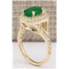 Image 3 : 3.05 CTW Natural Emerald And Diamond Ring In 18K Yellow Gold