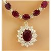 Image 2 : 46.40 CTW Ruby 14K Yellow Gold Diamond Necklace
