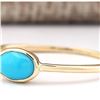 Image 2 : 0.60 CTW Natural Turquoise Ring In 14k Yellow Gold