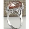 Image 3 : 9.32 CTW Natural Peach Morganite And Diamond Ring In 18K Solid White Gold