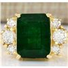 Image 1 : 5.15 CTW Natural Emerald And Diamond Ring In 14k Yellow Gold