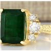 Image 2 : 5.15 CTW Natural Emerald And Diamond Ring In 14k Yellow Gold