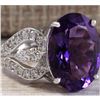 Image 2 : 8.89 CTW Natural Amethyst And Diamond Ring In 18K Solid White Gold