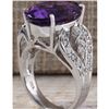 Image 3 : 8.89 CTW Natural Amethyst And Diamond Ring In 18K Solid White Gold