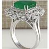 Image 3 : 6.91 CTW Natural Emerald Diamond Ring 14K Solid White Gold