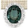 Image 1 : 19.90 CTW Natural Green Tourmaline And Diamond Ring 14k Solid White Gold