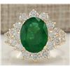 Image 1 : 5.30 CTW Natural Emerald And Diamond Ring In 18K Yellow Gold