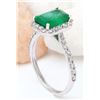 Image 4 : 2.90 CTW Natural Emerald 14K Solid White Gold Diamond Ring