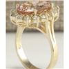 Image 3 : 5.56 CTW Natural Morganite And Diamond Ring 14K Solid Yellow Gold