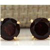 Image 1 : 3.00 CTW Natural Garnet Earrings 14k Solid Yellow Gold