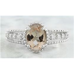 1.29 CTW Morganite 14K White gold Diamond Ring