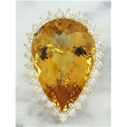 18.85 CTW Citrine 14K Yellow Gold Diamond Ring