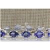 Image 1 : 17.59 CTW Natural Tanzanite And Dimond Bracelet In 14k Solid White Gold