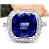 Image 1 : 12.07 CTW Natural Tanzanite 18K Solid White Gold Diamond Ring