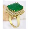 Image 3 : 16.13 CTW Natural Emerald 18K Solid Yellow Gold Diamond Ring