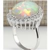 Image 3 : 9.01 CTW Natural Opal And Diamond Ring 14K Solid White Gold
