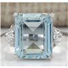 Image 1 : 4.72 CTW Natural Aquamarine And Diamond Ring In 14K White Gold