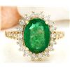 Image 1 : 3.98 CTW Natural Emerald 18K Solid Yellow Gold Diamond Ring