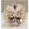 Image 1 : 24.99 CTW Natural Morganite And Diamond Ring In 18K Yellow Gold