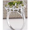 Image 3 : 4.97 CTW Natural Green Peridot And Diamond Ring 14K Solid White Gold