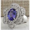 Image 2 : 4.97 CTW Natural Tanzanite And Diamond Ring 18K Solid White Gold