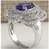 Image 3 : 4.97 CTW Natural Tanzanite And Diamond Ring 18K Solid White Gold