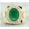 Image 1 : 4.59 CTW Mens Emerald 18K Yellow Gold Diamond Ring