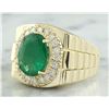 Image 2 : 4.59 CTW Mens Emerald 18K Yellow Gold Diamond Ring
