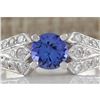 Image 1 : 1.15 CTW Natural Tanzanite And Diamond Ring 18K Solid White Gold