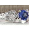 Image 2 : 1.15 CTW Natural Tanzanite And Diamond Ring 18K Solid White Gold