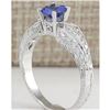 Image 3 : 1.15 CTW Natural Tanzanite And Diamond Ring 18K Solid White Gold