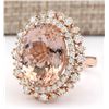 Image 2 : 12.82 CTW Natural Morganite And Diamond Ring In 18K Rose Gold