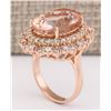 Image 3 : 12.82 CTW Natural Morganite And Diamond Ring In 18K Rose Gold
