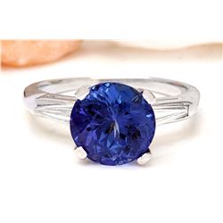 4.00 CTW Natural Tanzanite 18K Solid White Gold Diamond Ring