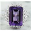 Image 1 : 7.50 CTW Amethyst 14K White Gold Diamond ring