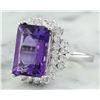 Image 2 : 7.50 CTW Amethyst 14K White Gold Diamond ring