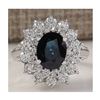 Image 1 : 3.51 CTW Natural Blue Sapphire Diamond Ring 18K Solid White Gold
