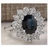 Image 2 : 3.51 CTW Natural Blue Sapphire Diamond Ring 18K Solid White Gold