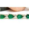 Image 3 : 9.02 CTW Natural Emerald 14K Solid Yellow Gold Diamond Bracelet