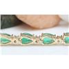 Image 5 : 9.02 CTW Natural Emerald 14K Solid Yellow Gold Diamond Bracelet