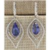 Image 1 : 9.67 CTW Natural Tanzanite And Diamond Earrings 18K Solid White Gold