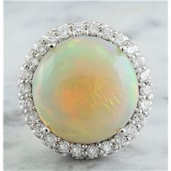 15.40 CTW Opal 18K White Gold Diamond Ring