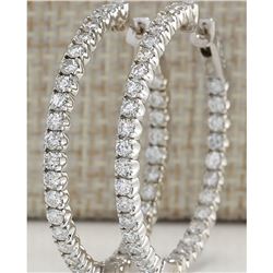 3.05 CTW Natural Diamond Hoop Earrings 18K Solid White Gold