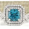 Image 1 : 5.46 CTW Natural Blue Zircon And Diamond Ring 14k Solid White Gold