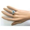 Image 4 : 5.46 CTW Natural Blue Zircon And Diamond Ring 14k Solid White Gold