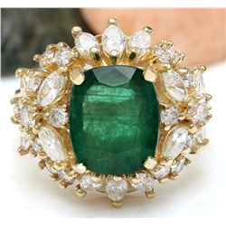 5.56 CTW Natural Emerald 18K Solid Yellow Gold Diamond Ring